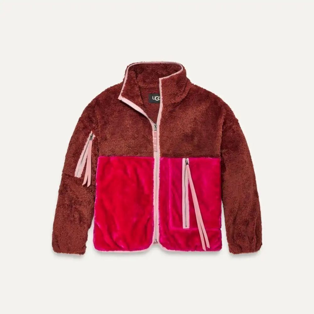 NWT- UGG-Marlene Sherpa Jacket II- pink and brown- Size medium